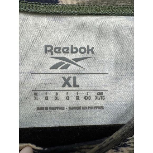 Reebok Size XL Navy Gray Camo Print Short Sleeve Men's Athletic Workout Tee - Picture 6 of 8